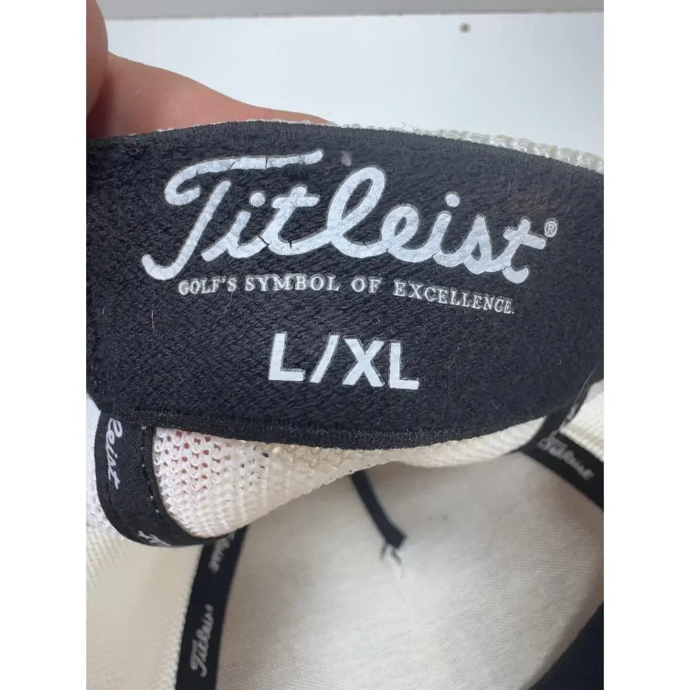 Titleist A-Flex Sz L/XL Fitted Trucker Hat Cap Golf Pink/White Mesh Embroidered